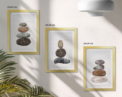 Conjunto de molduras com imagens Pilhas de pedras, pintura minimalista boho