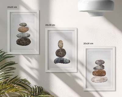 Conjunto de molduras com imagens Pilhas de pedras, pintura minimalista boho