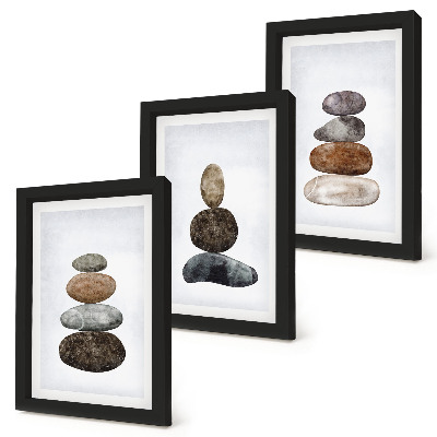 Conjunto de molduras com imagens Pilhas de pedras, pintura minimalista boho
