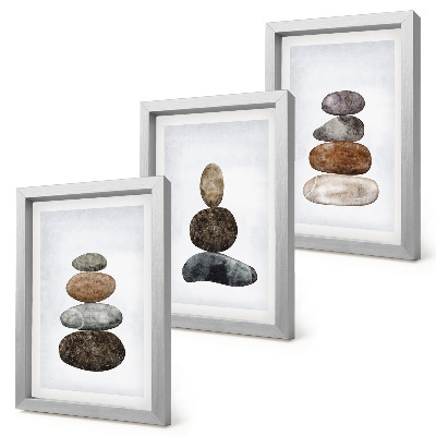 Conjunto de molduras com imagens Pilhas de pedras, pintura minimalista boho