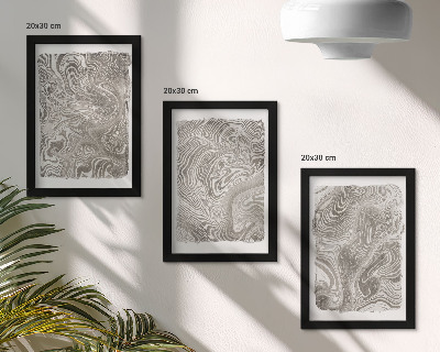 Tríptico com moldura Pintura abstrata de formas modernas
