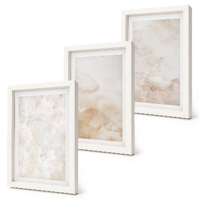 Conjunto de 3 quadros decorativos Texturas modernas em tons pastel claros.