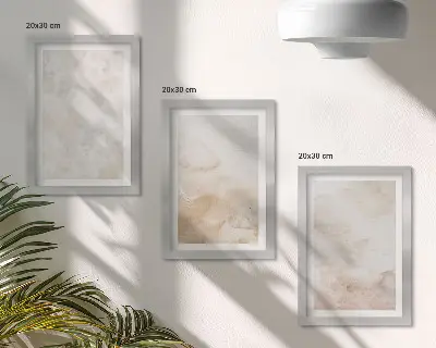 Conjunto de 3 quadros decorativos com texturas modernas em tons pastel claros
