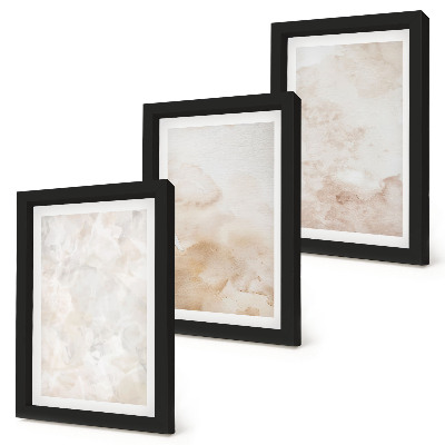 Conjunto de 3 quadros decorativos Texturas modernas em tons pastel claros.
