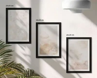 Conjunto de 3 quadros decorativos com texturas modernas em tons pastel claros