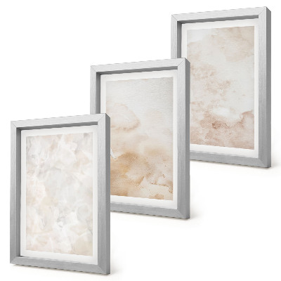 Conjunto de 3 quadros decorativos Texturas modernas em tons pastel claros.