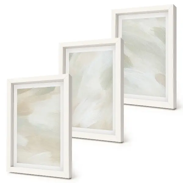 Tríptico com moldura pinturas abstratas vibrantes sobre tela em estilo boho delicado
