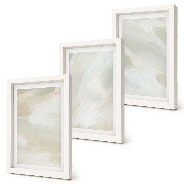 Tríptico com moldura Pinturas abstratas vibrantes sobre tela, estilo boho delicado