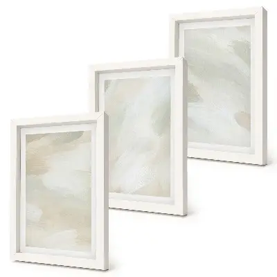 Tríptico com moldura pinturas abstratas vibrantes sobre tela em estilo boho delicado