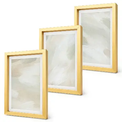 Tríptico com moldura pinturas abstratas vibrantes sobre tela em estilo boho delicado