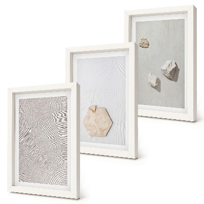 Conjunto de 3 quadros decorativos Texturas leves na areia, estilo boho delicado