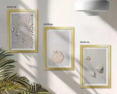 Conjunto de 3 quadros decorativos com texturas leves na areia em estilo boho delicado
