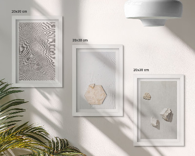Conjunto de 3 quadros decorativos Texturas leves na areia, estilo boho delicado