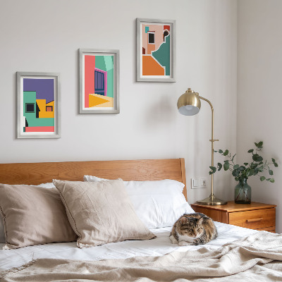 Conjunto de molduras com imagens Ilustrações coloridas da cidade em estilo moderno.