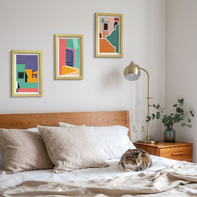 Conjunto de molduras com imagens Ilustrações coloridas da cidade em estilo moderno.