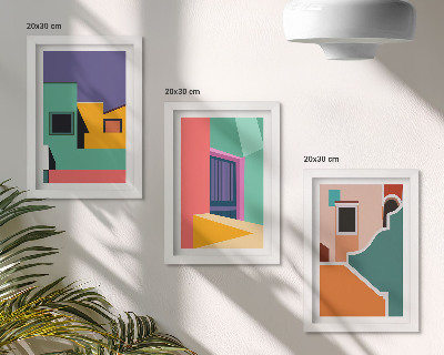 Conjunto de molduras com imagens Ilustrações coloridas da cidade em estilo moderno.