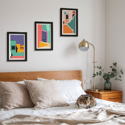 Conjunto de molduras com imagens Ilustrações coloridas da cidade em estilo moderno.