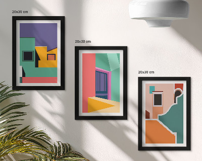 Conjunto de molduras com imagens Ilustrações coloridas da cidade em estilo moderno.