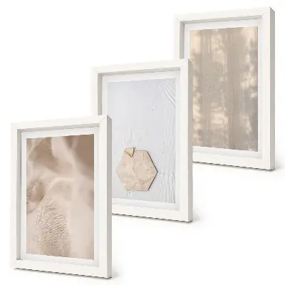 Tríptico com moldura com texturas sutis em estilo boho natural