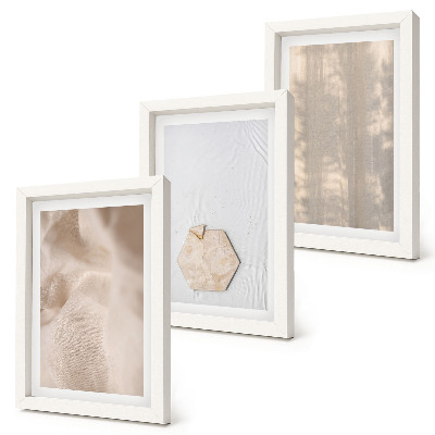 Tríptico com moldura Texturas sutis em um estilo boho natural