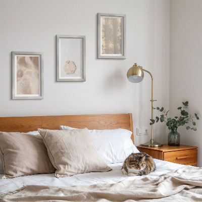 Tríptico com moldura Texturas sutis em um estilo boho natural