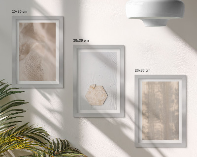 Tríptico com moldura Texturas sutis em um estilo boho natural