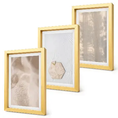 Tríptico com moldura com texturas sutis em estilo boho natural