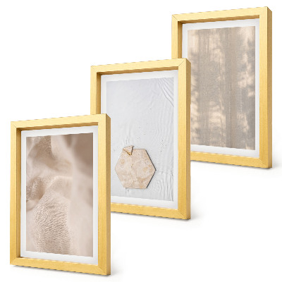 Tríptico com moldura Texturas sutis em um estilo boho natural