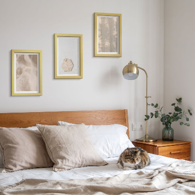 Tríptico com moldura Texturas sutis em um estilo boho natural