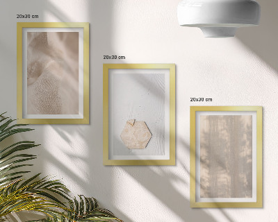 Tríptico com moldura Texturas sutis em um estilo boho natural