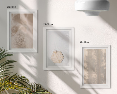 Tríptico com moldura Texturas sutis em um estilo boho natural