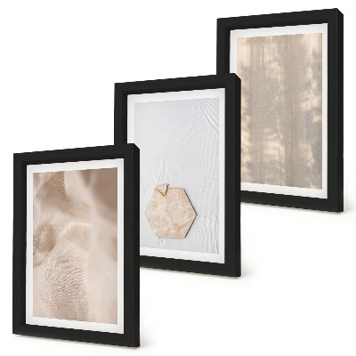 Tríptico com moldura Texturas sutis em um estilo boho natural