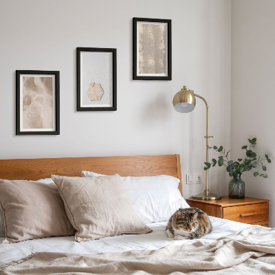 Tríptico com moldura Texturas sutis em um estilo boho natural