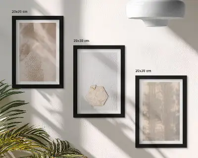 Tríptico com moldura com texturas sutis em estilo boho natural