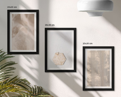 Tríptico com moldura Texturas sutis em um estilo boho natural