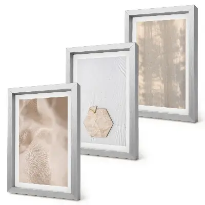 Tríptico com moldura com texturas sutis em estilo boho natural