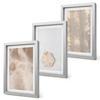 Tríptico com moldura Texturas sutis em um estilo boho natural