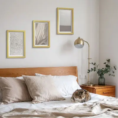 Conjunto de 3 quadros decorativos com texturas naturais delicadas em estilo boho