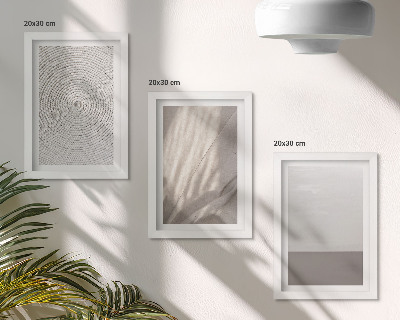 Conjunto de 3 quadros decorativos Texturas naturais delicadas em estilo boho.