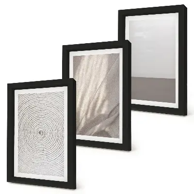 Conjunto de 3 quadros decorativos com texturas naturais delicadas em estilo boho