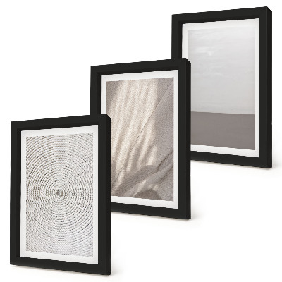 Conjunto de 3 quadros decorativos Texturas naturais delicadas em estilo boho.