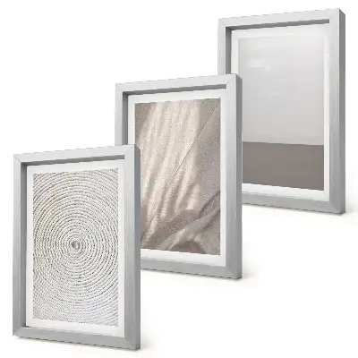 Conjunto de 3 quadros decorativos com texturas naturais delicadas em estilo boho