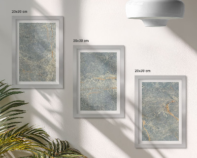 Tríptico com moldura estrutura decorativa de pedra de mármore com veios verdes