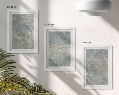 Tríptico com moldura estrutura decorativa de pedra de mármore com veios verdes