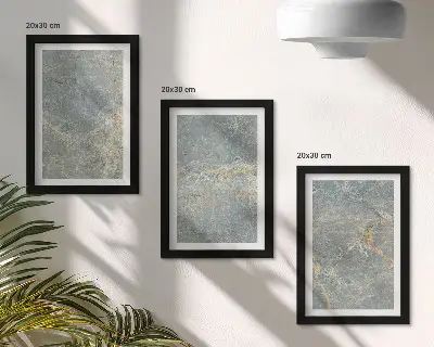 Tríptico com moldura estrutura decorativa de mármore com veios verdes