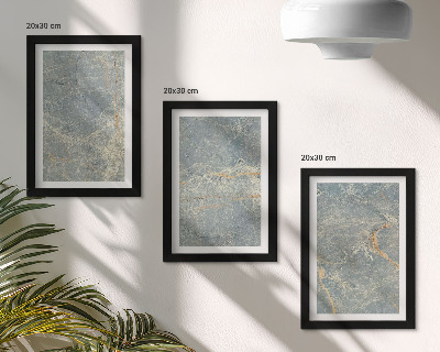 Tríptico com moldura estrutura decorativa de pedra de mármore com veios verdes