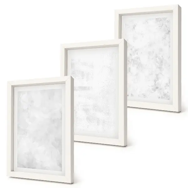 Conjunto de 3 quadros decorativos pontos brancos em fundo minimalista