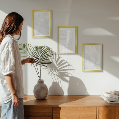 Conjunto de 3 quadros decorativos Pontos brancos em fundos minimalistas de tela