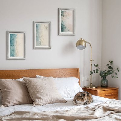 Conjunto de 3 quadros decorativos Pinturas em aquarela sobre tela, estilo minimalista