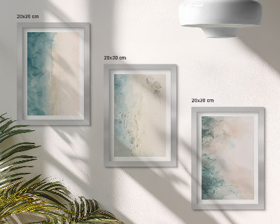 Conjunto de 3 quadros decorativos Pinturas em aquarela sobre tela, estilo minimalista